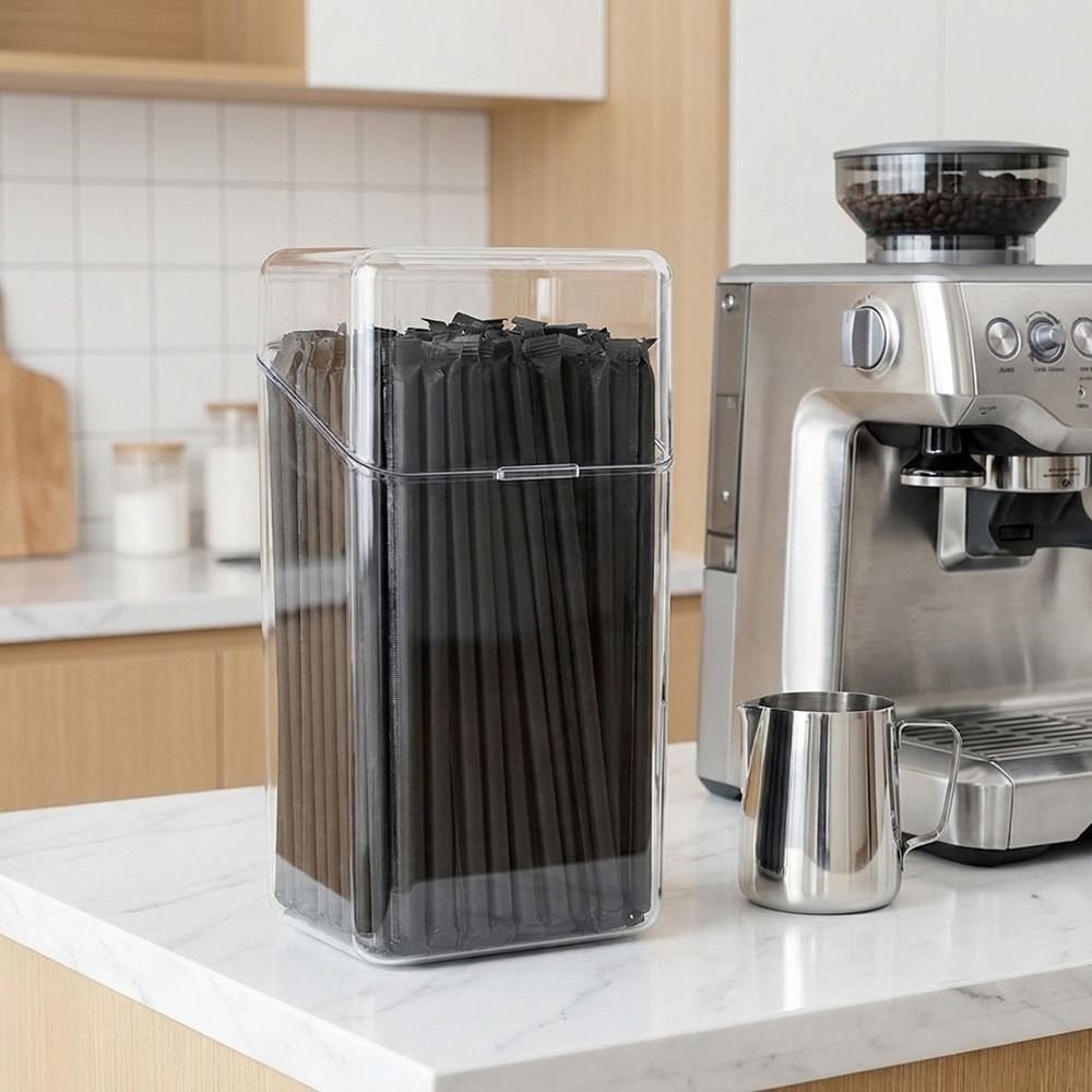 Face Mask Storage Box - Transparante opbergdoos voor rietjes Ruimtebesparend Mini-koffieboxhouder