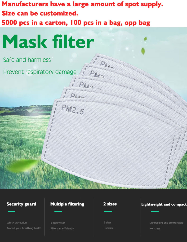 Pm2.5 Filter Insert - PM2.5-maskerfilter Lichtgewicht Compact Veiligheidsbescherming Meervoudig filterend