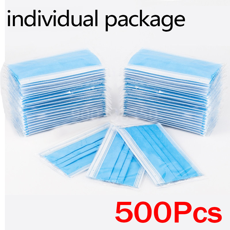 Disposable Mask Blue - 10-500 stuks Wegwerpmaskers voor volwassenen, individueel