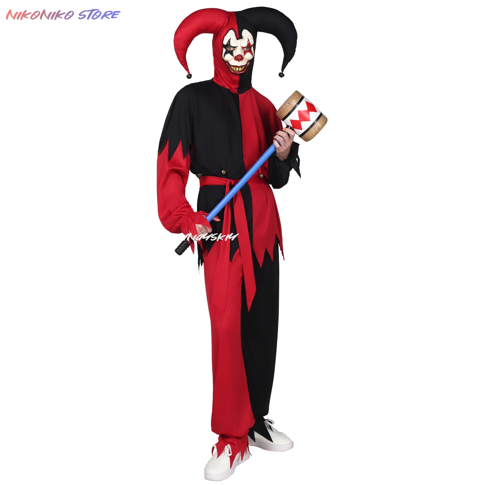 Rood-zwarte gekartelde nar-out - Black Face Mask Pack recensie en prijs