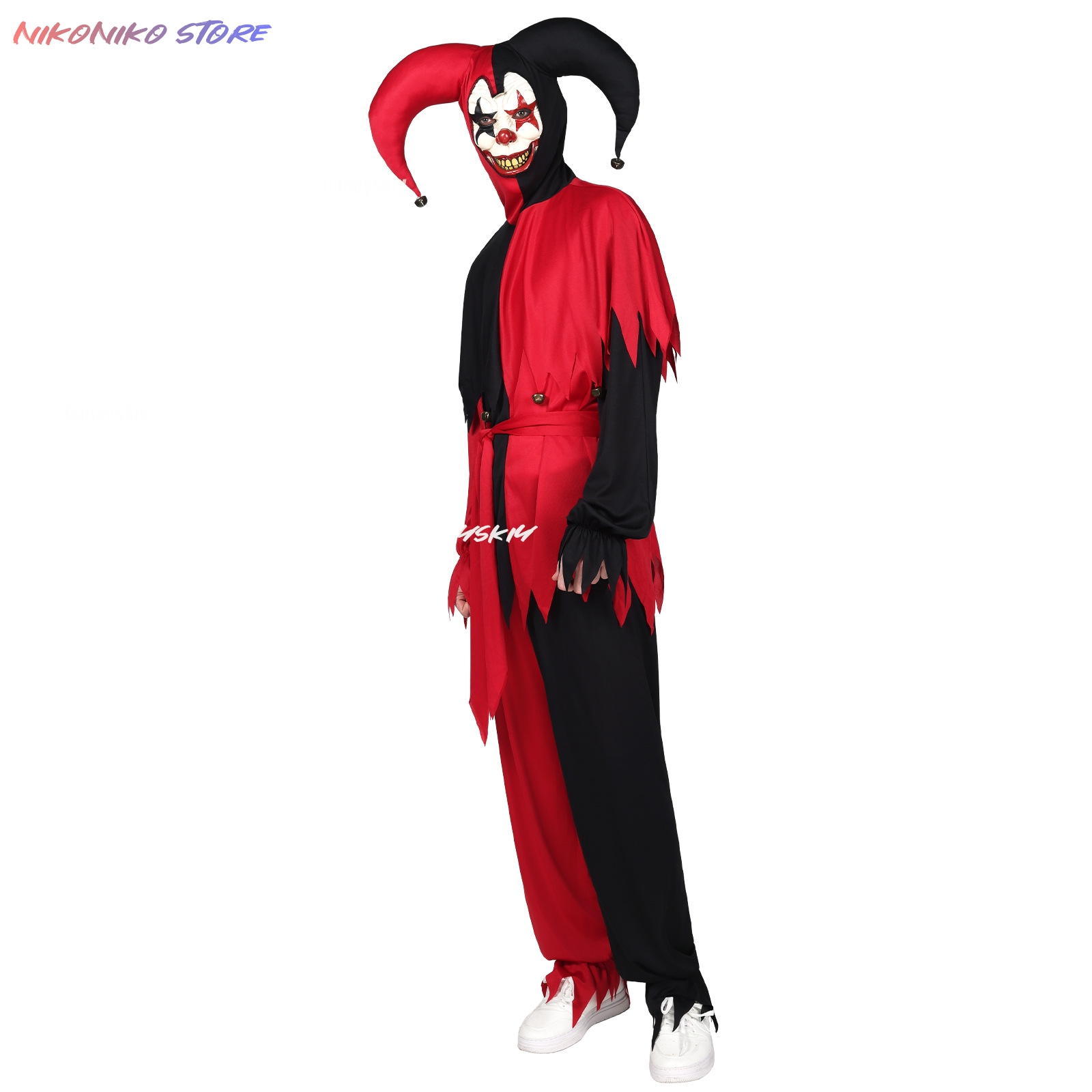 Rood-zwarte gekartelde nar-out - Black Face Mask Pack recensie en prijs